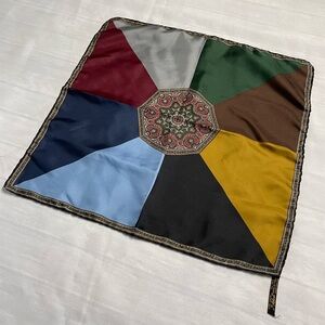 VINTAGE 18”x18” Hand Rolled 100% Silk Scarf Wrap 9 Color by Ashear Paisley Geo